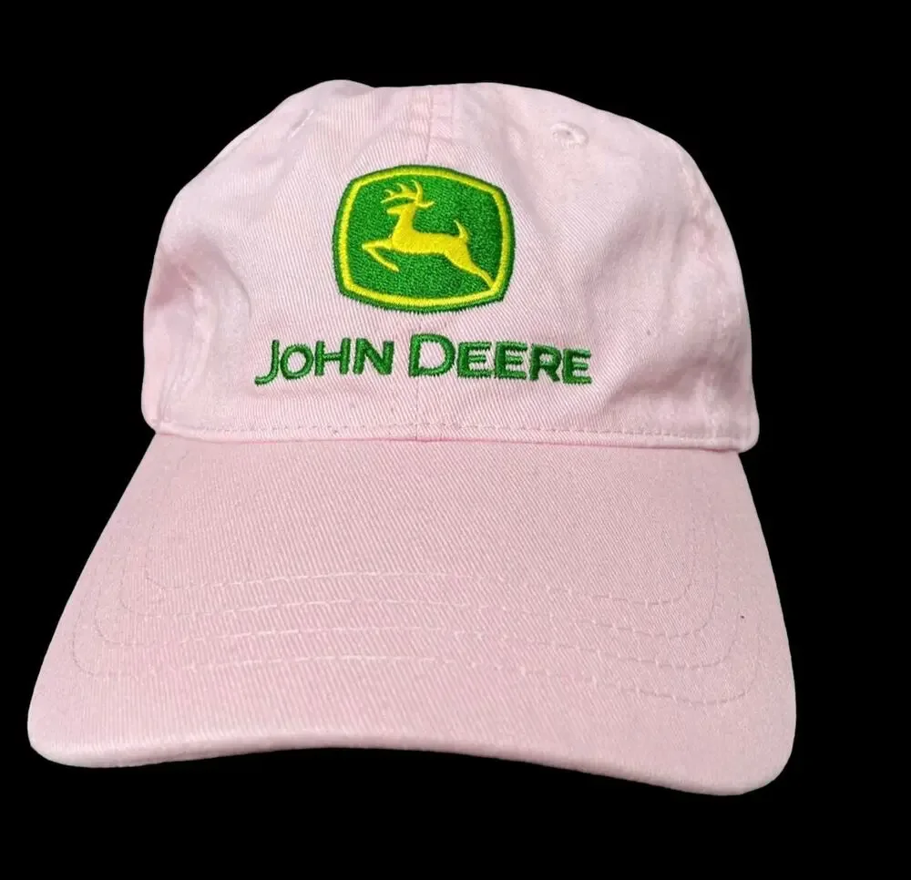 Pink John Deere Hat Green Emblem Ladies Yellow Deer Adjustable Strap Farm Girl